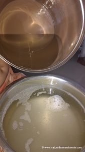 Clean coconut oil after natural filtering